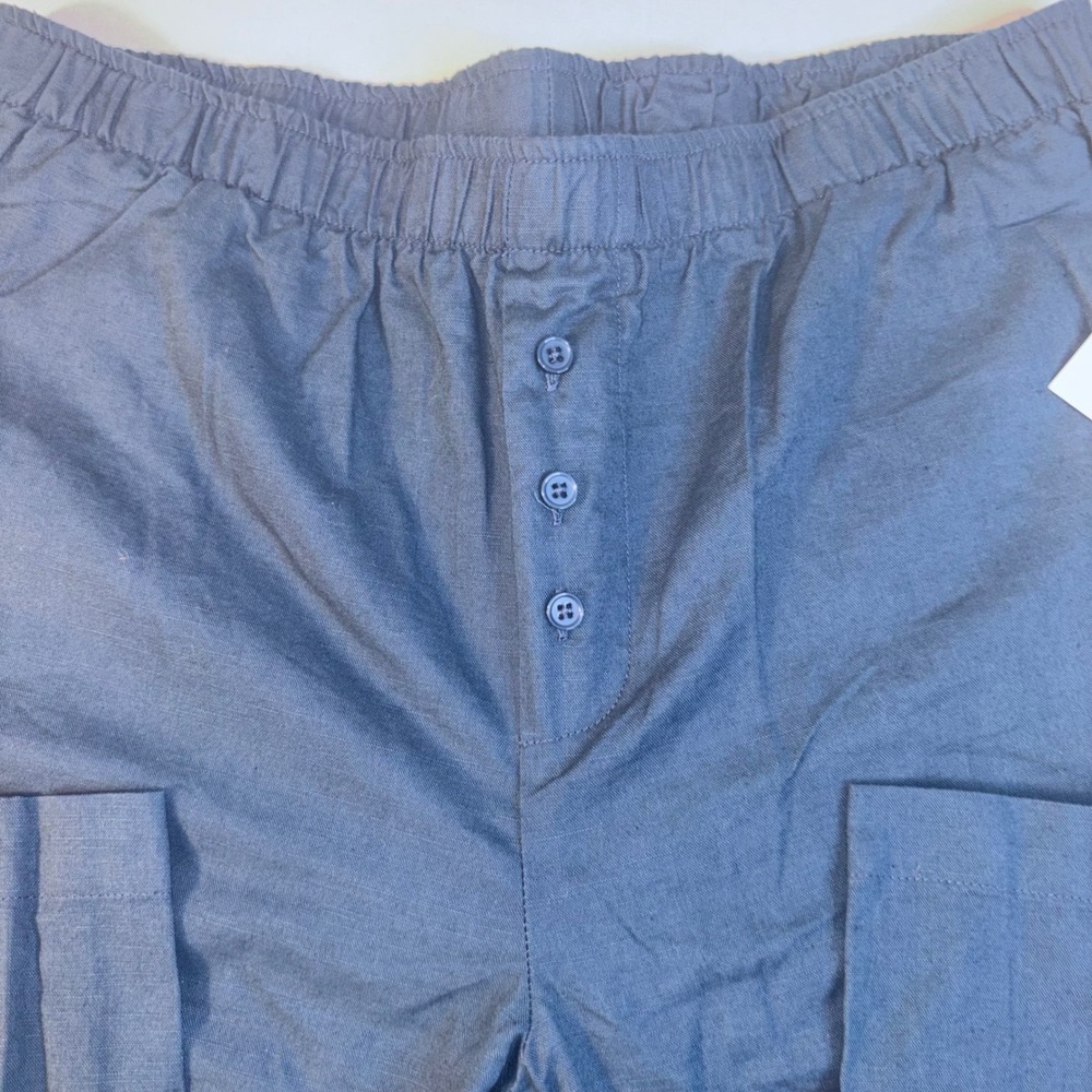 NWT PacSun Womens Large Blue Cotton Linen Blend Casual Wide Leg Pants - Picture 3 of 9